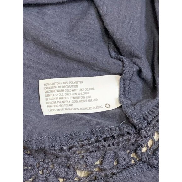 Mossimo Supply Co Womens Blue Gray Sleeveless Tank Top Crochet Lace Hi-Lo Hem M - Picture 13 of 13